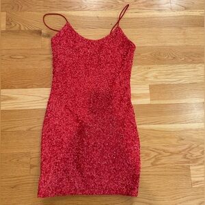 Alice + Olivia Red Sequin Dress
